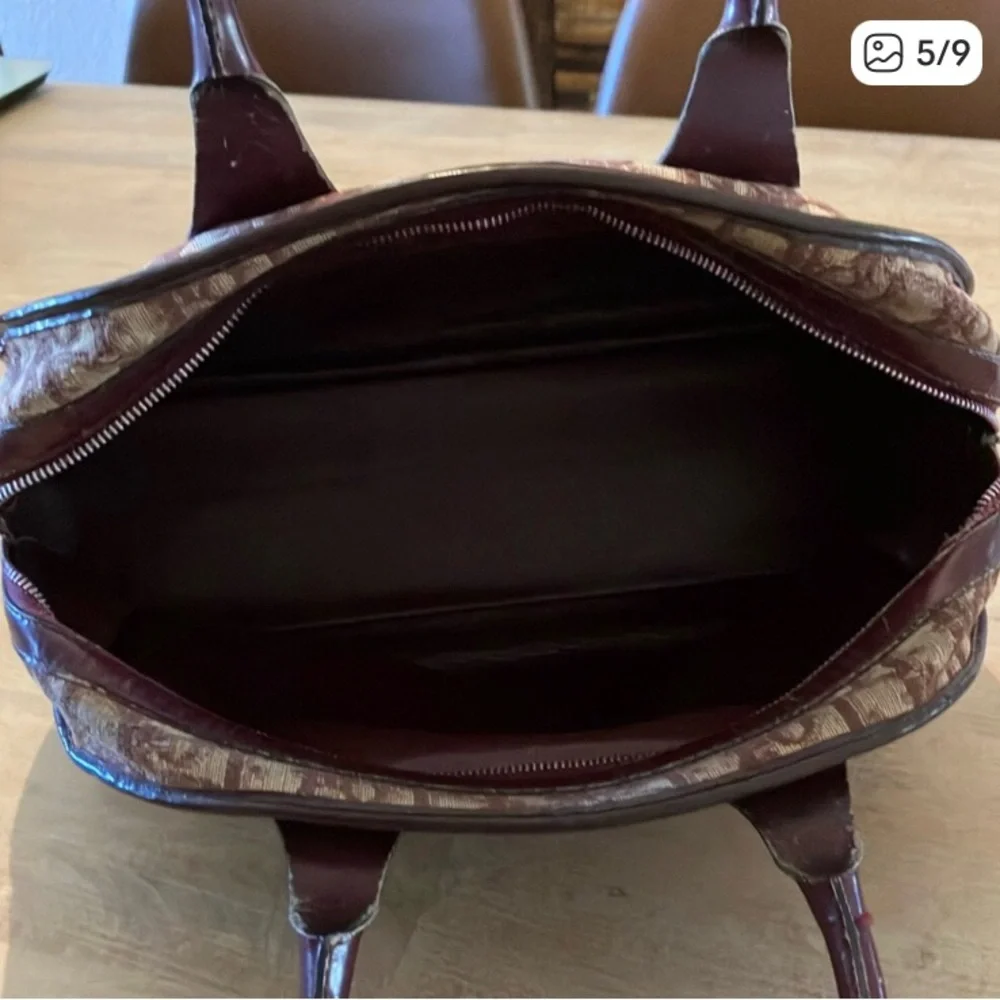 Dior Burgundy & Beige Logo Satchel
